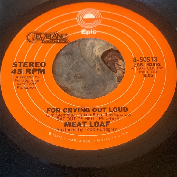 💥3/$20 Epic Meatloaf Vinyl Record with Orange Label 45 RPM - Picture 1 of 5